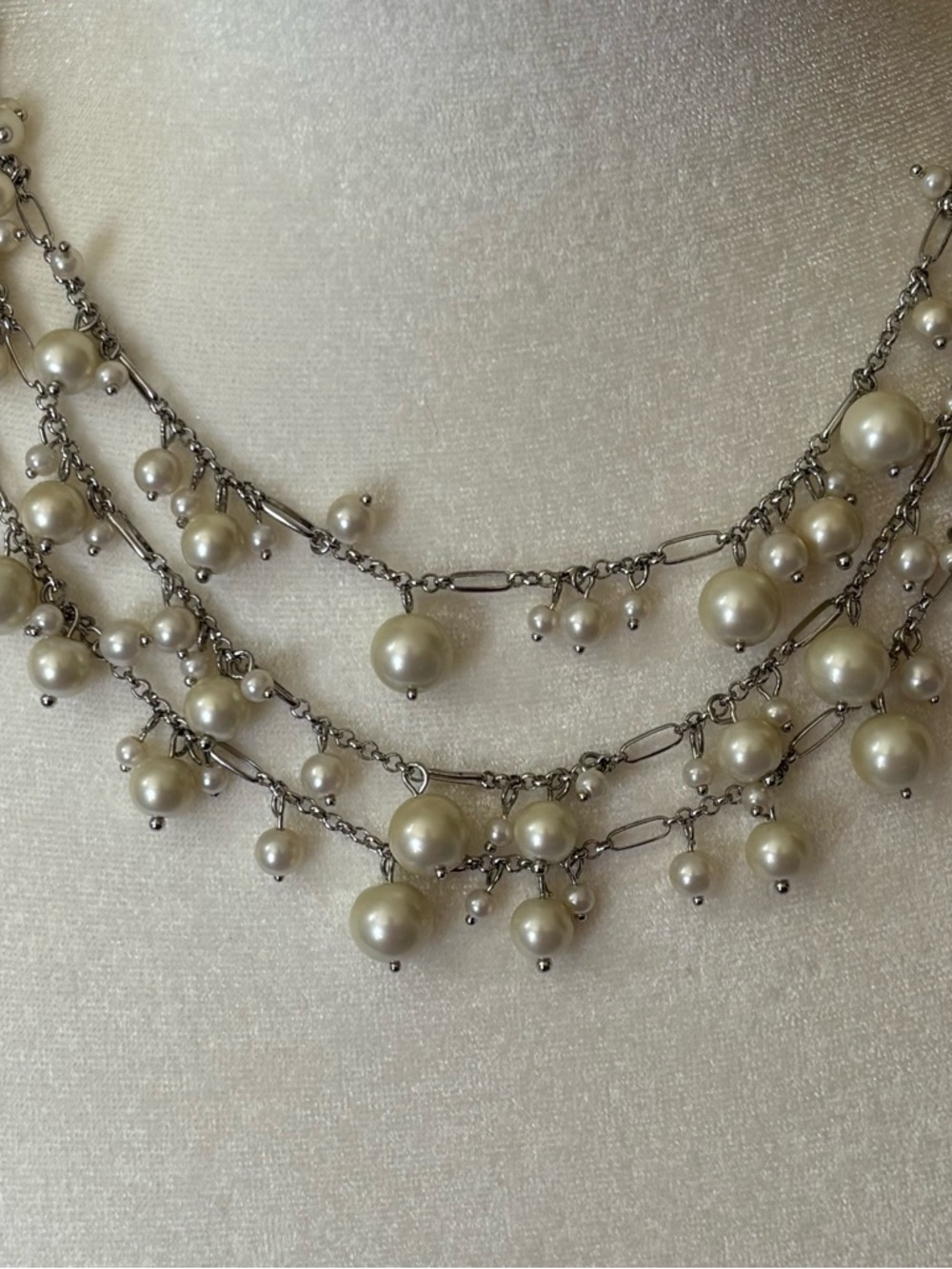 Talbots Faux Pearl Triple Layered Necklace